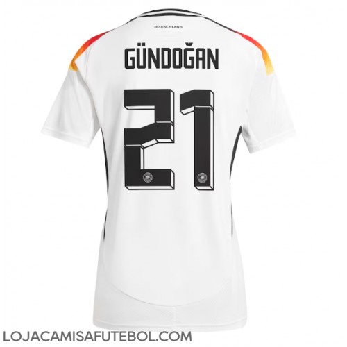 Camisa de Futebol Alemanha Ilkay Gundogan #21 Equipamento Principal Mulheres Europeu 2024 Manga Curta